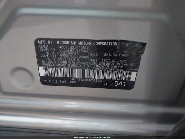 2018 Mitsubishi Outlander Es მანქანა იყიდება აუქციონზე, vin: JA4AZ3A3XJZ038492, აუქციონის ნომერი: 45556785