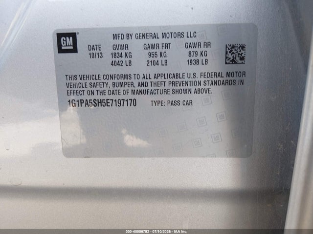 Chevrolet Cruze Ls Auto 2014 1G1PA5SH5E7197170 Image 9