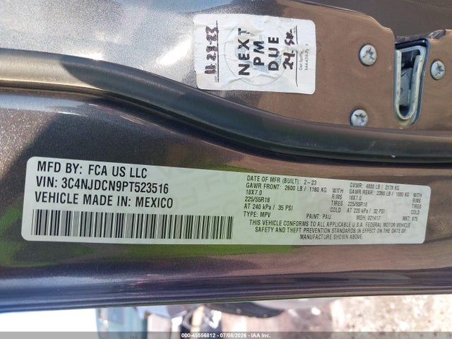 45556812 :رقم المزاد ، 3C4NJDCN9PT523516 vin ، 2023 Jeep Compass Limited 4x4 مزاد بيع