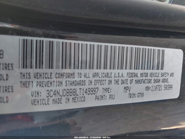 Продажа на аукционе авто 2020 Jeep Compass Altitude 4x4, vin: 3C4NJDBB8LT149997, номер лота: 45556910