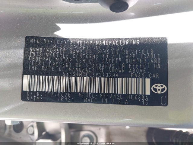 5YFS4MCE0SP243294 Toyota COROLLA SE