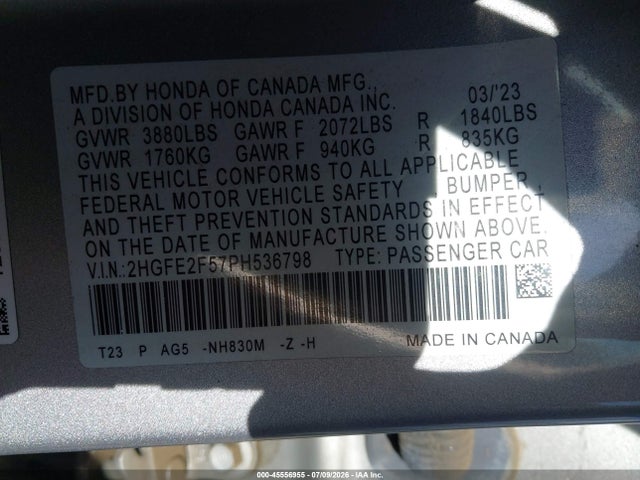 Honda Civic Sport 2023 2HGFE2F57PH536798 Image 9