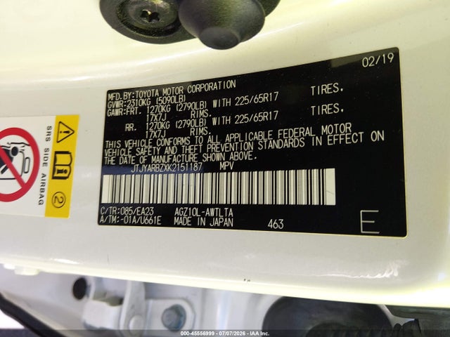 JTJYARBZXK2151187 Lexus NX 300