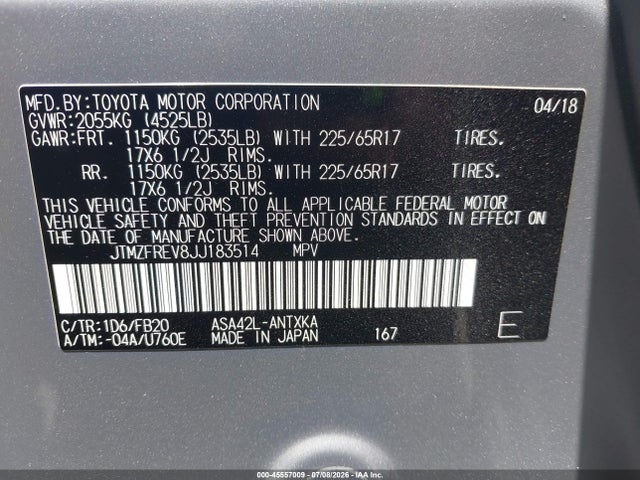 Toyota RAV4 LE 2018 JTMZFREV8JJ183514 Image 9