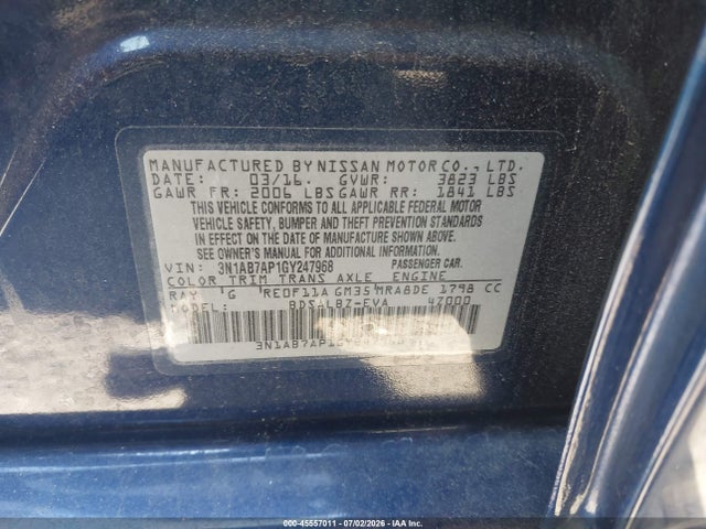 Nissan SENTRA S 2016 3N1AB7AP1GY247968 Image 9