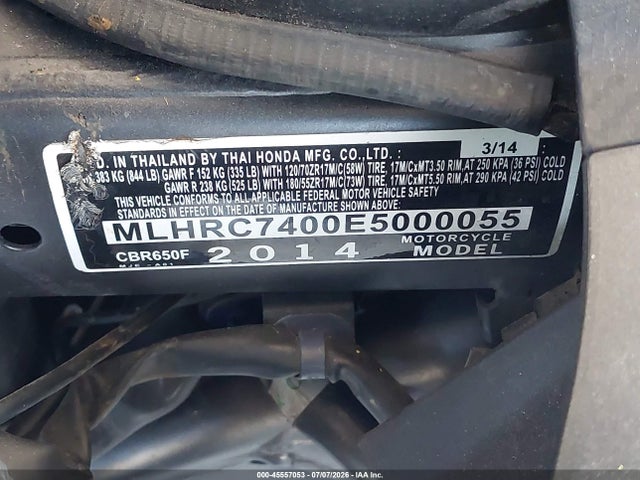Honda Cbr650 F 2014 MLHRC7400E5000055 Image 10