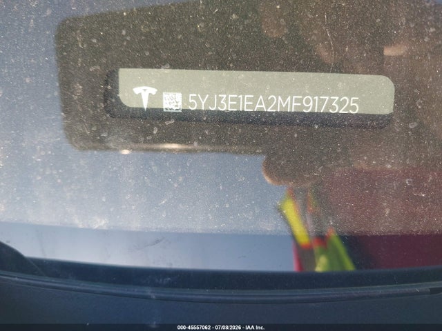 Продаж на аукціоні авто 2021 Tesla Model 3 Standard Range Plus Rear-wheel Drive, vin: 5YJ3E1EA2MF917325, номер лоту: 45557062