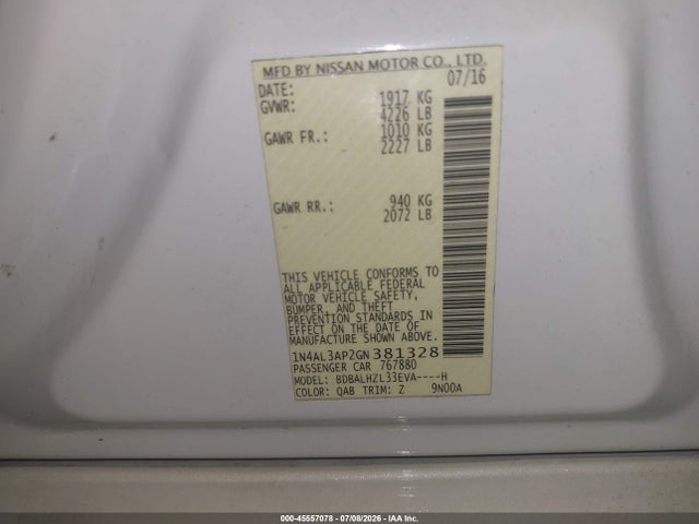 1N4AL3AP2GN381328 Nissan Altima 2.5 Sr