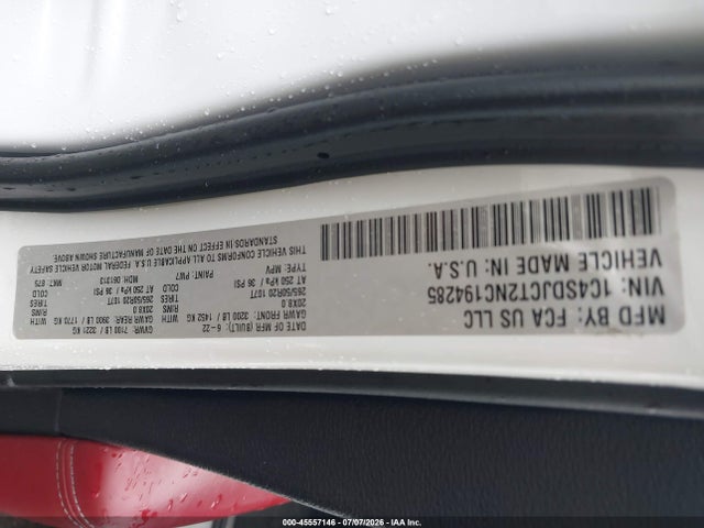 Aukcja sprzedaży 2022 Dodge Durango R/t Awd, vin: 1C4SDJCT2NC194285, numer aukcji: 45557146