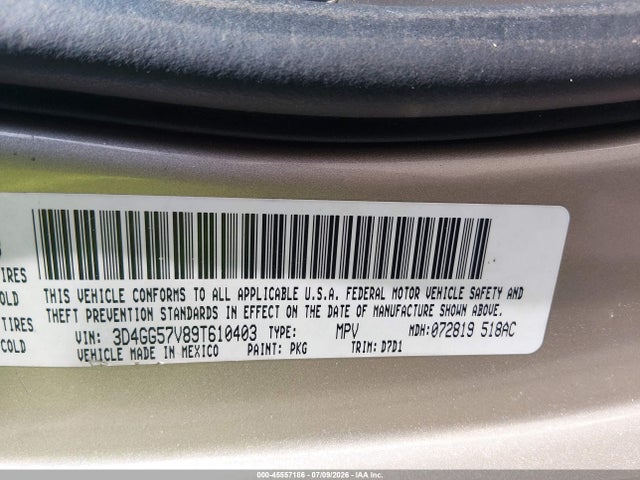 2009 Dodge Journey Sxt მანქანა იყიდება აუქციონზე, vin: 3D4GG57V89T610403, აუქციონის ნომერი: 45557186