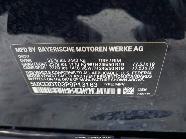 5UX33DT03P9P13163 BMW X4 Xdrive30i