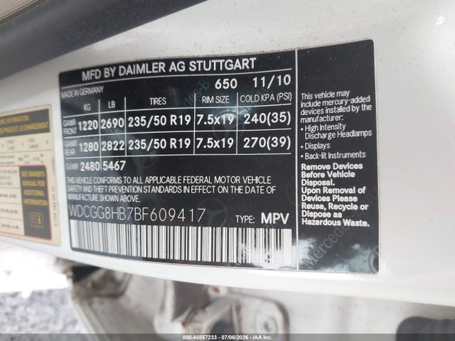 Aukcja sprzedaży 2011 Mercedes-benz Glk 350 4matic, vin: WDCGG8HB7BF609417, numer aukcji: 45557233