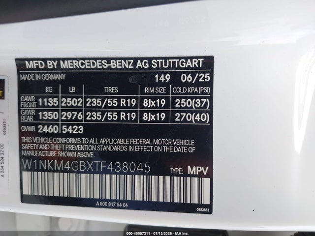 45557311 :رقم المزاد ، W1NKM4GBXTF438045 vin ، 2026 Mercedes-benz Glc 300 Suv مزاد بيع