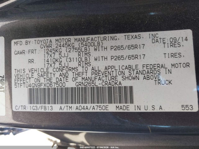5TFTU4GN9FX067500 Toyota Tacoma Prerunner V6