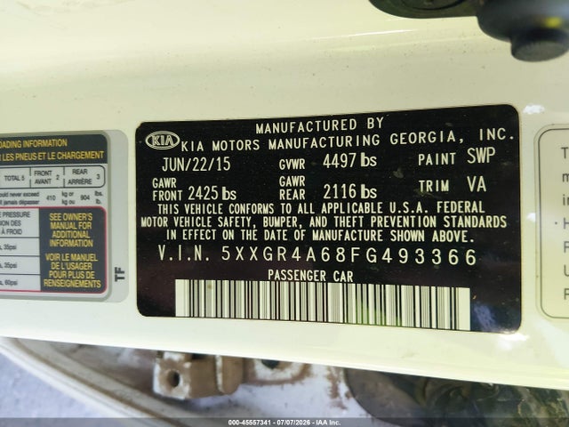 KIA Optima Sx Turbo 2015 5XXGR4A68FG493366 Image 9