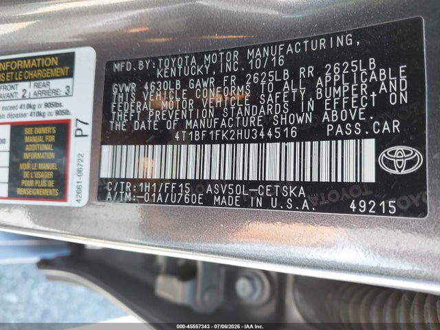 Toyota CAMRY SE 2017 4T1BF1FK2HU344516 Image 9