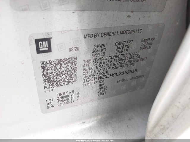 1GCPWBEH9LZ353618 Chevrolet Silverado 1500 2wd Short Bed Custom