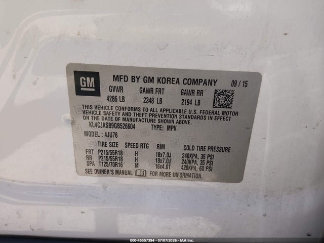 Buick Encore 2016 KL4CJASB9GB526604 Image 9