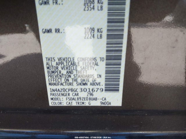 Aukcja sprzedaży 2016 Nissan Leaf S, vin: 1N4AZ0CP8GC301679, numer aukcji: 45557404
