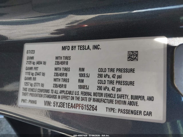 Tesla Model 3 Rear-wheel Drive 2023 5YJ3E1EA4PF615264 Image 9