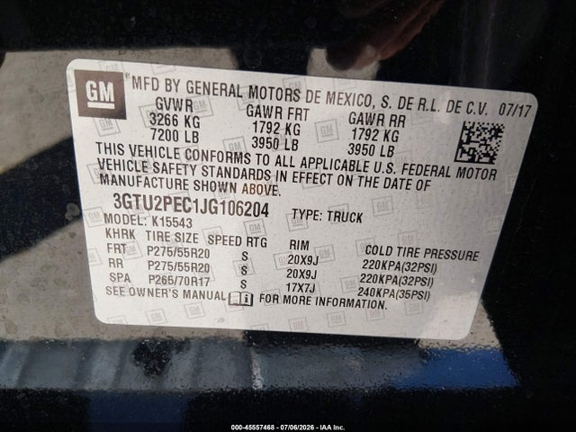 GMC Sierra 1500 Denali 2018 3GTU2PEC1JG106204 Image 9