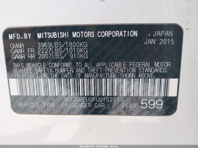 Mitsubishi LANCER ES 2015 JA32U2FU0FU015231 Image 9