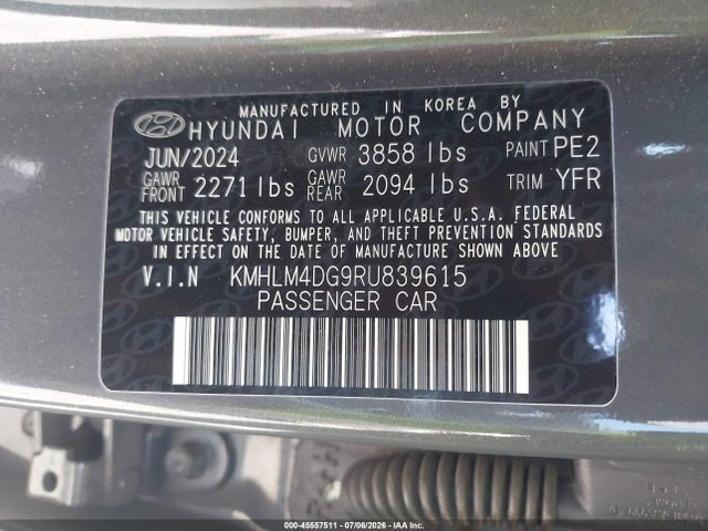 KMHLM4DG9RU839615 Hyundai ELANTRA SEL