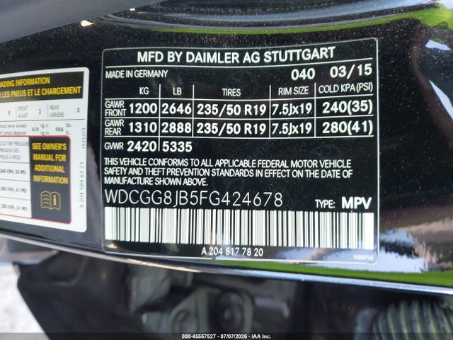 Продаж на аукціоні авто 2015 Mercedes-benz Glk 350 4matic, vin: WDCGG8JB5FG424678, номер лоту: 45557527