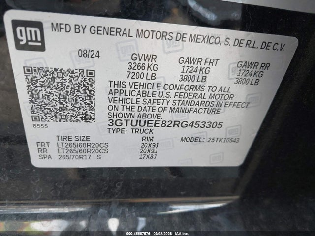 2024 Gmc Sierra 1500 4wd  Short Box At4 მანქანა იყიდება აუქციონზე, vin: 3GTUUEE82RG453305, აუქციონის ნომერი: 45557576