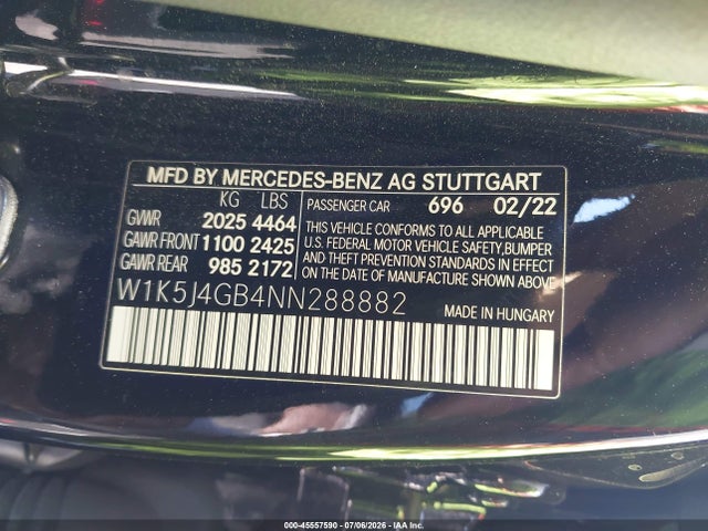 Aukcja sprzedaży 2022 Mercedes-benz Cla 250 Coupe, vin: W1K5J4GB4NN288882, numer aukcji: 45557590