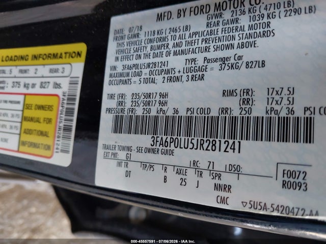 Ford Fusion Hybrid Se 2018 3FA6P0LU5JR281241 Image 9