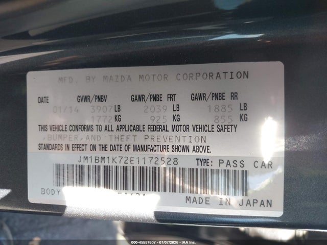 Продаж на аукціоні авто 2014 Mazda Mazda3 I Sport, vin: JM1BM1K72E1172528, номер лоту: 45557607