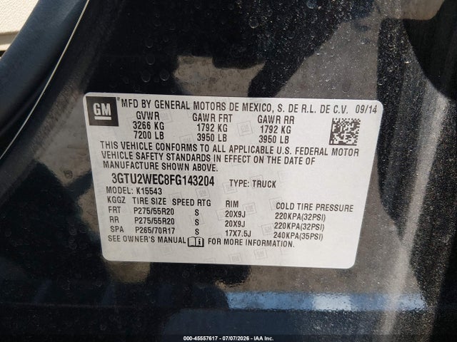 GMC Sierra 1500 Denali 2015 3GTU2WEC8FG143204 Image 9