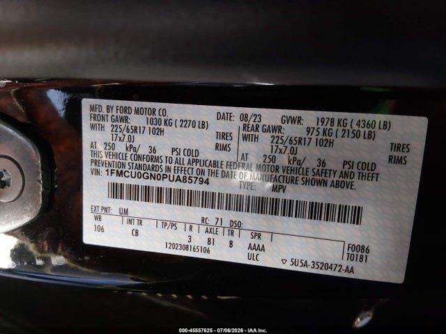 2023 Ford Escape Active მანქანა იყიდება აუქციონზე, vin: 1FMCU0GN0PUA85794, აუქციონის ნომერი: 45557625