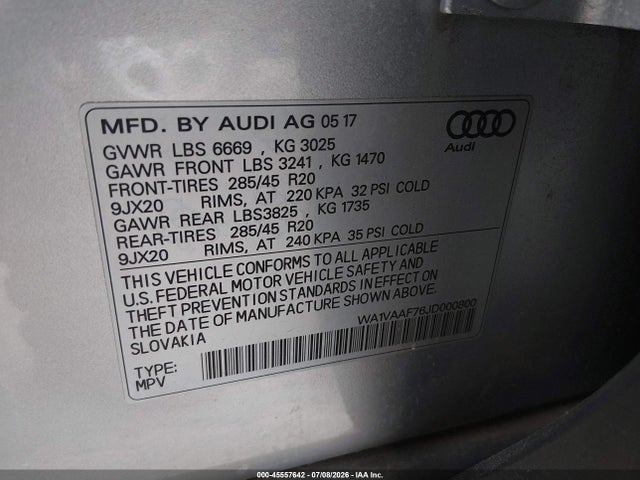 Audi Q7 3.0t Premium 2018 WA1VAAF76JD000800 Image 9