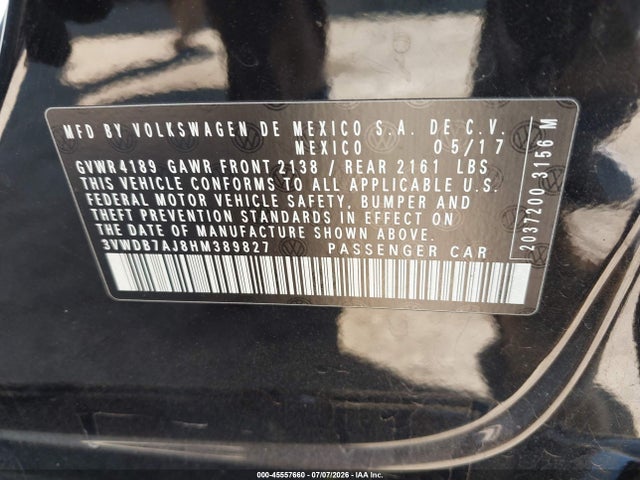 3VWDB7AJ8HM389827 Volkswagen Jetta 1.4t Se