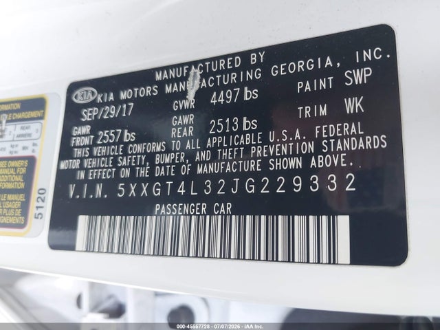KIA Optima Lx 2018 5XXGT4L32JG229332 Image 9