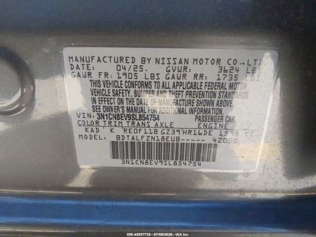 Nissan Versa 1.6 Sv 2025 3N1CN8EV9SL854754 Image 9