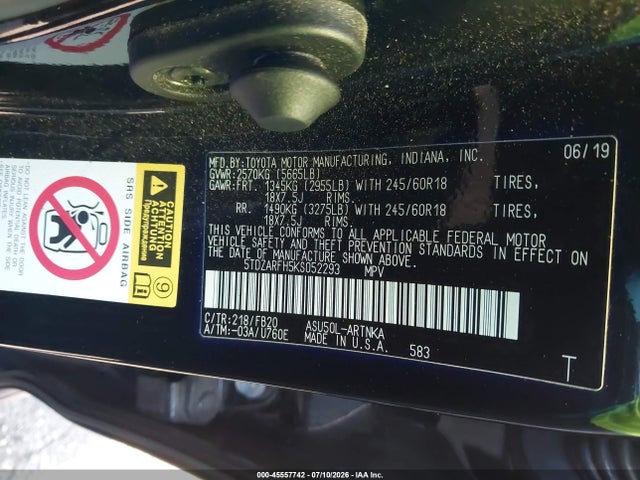 5TDZARFH5KS052293 Toyota Highlander Le