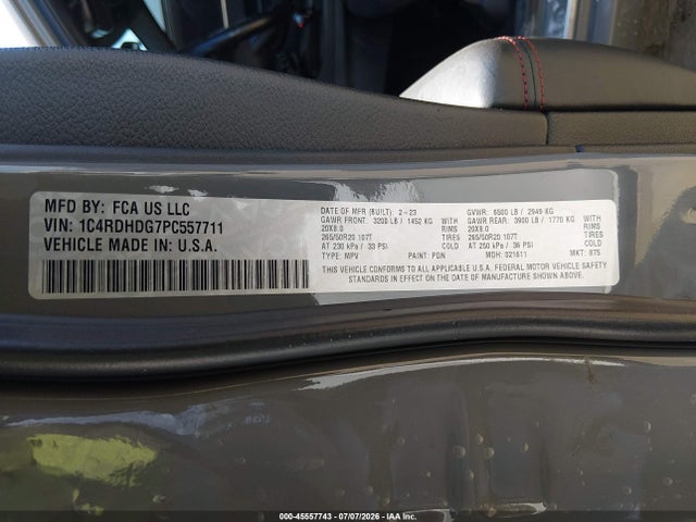 Продажа на аукционе авто 2023 Dodge Durango Gt Launch Edition Rwd, vin: 1C4RDHDG7PC557711, номер лота: 45557743