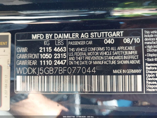 Продажа на аукционе авто 2011 Mercedes-benz E 350, vin: WDDKJ5GB7BF077044, номер лота: 45557768