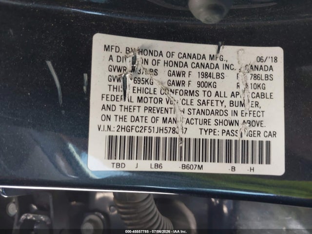Honda Civic Lx 2018 2HGFC2F51JH578087 Image 9