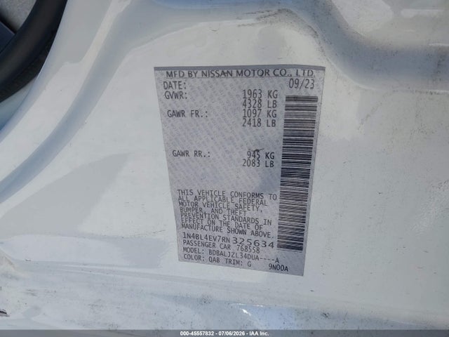 1N4BL4EV7RN325634 Nissan Altima Sl Fwd