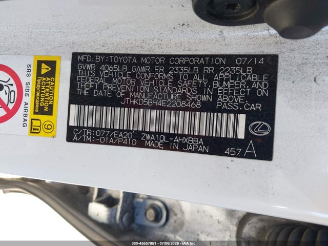Lexus CT 200H 2014 JTHKD5BH4E2208468 Image 9