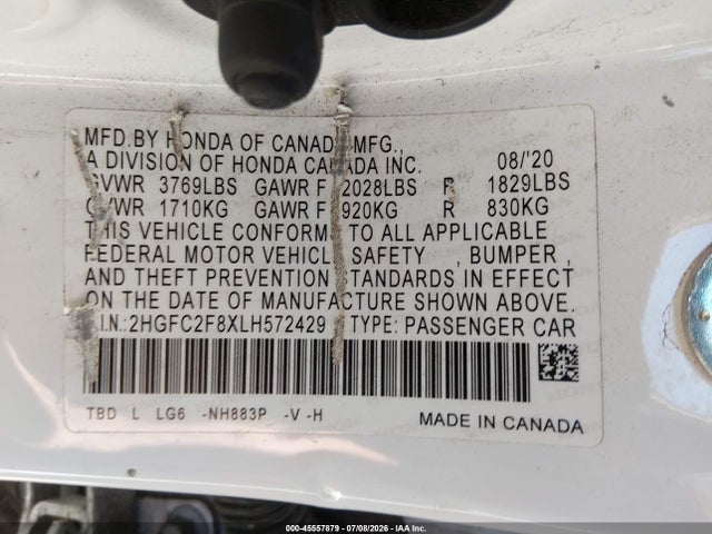 Honda Civic Sport 2020 2HGFC2F8XLH572429 Image 9