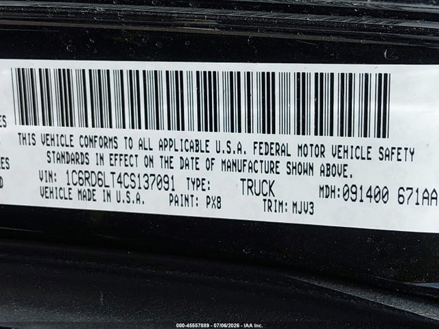 2012 Ram 1500 Slt მანქანა იყიდება აუქციონზე, vin: 1C6RD6LT4CS137091, აუქციონის ნომერი: 45557889