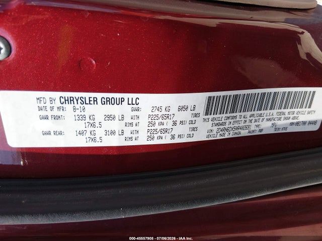 Aukcja sprzedaży 2010 Dodge Grand Caravan Crew, vin: 2D4RN6DX5AR402691, numer aukcji: 45557908