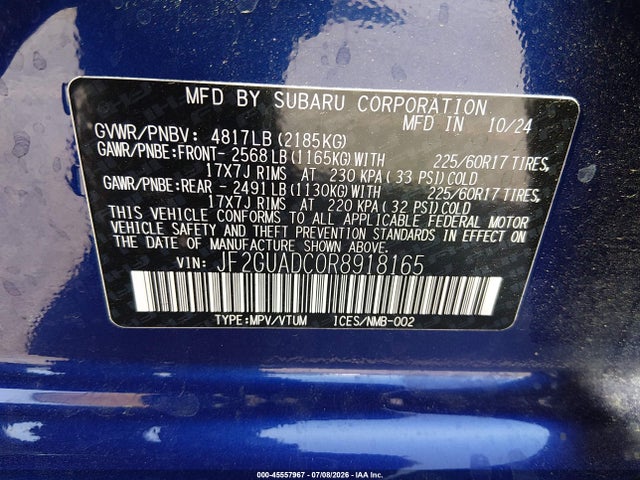 Subaru Crosstrek Premium 2024 JF2GUADC0R8918165 Image 9