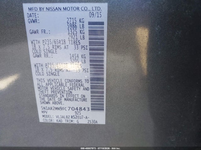 Nissan Pathfinder S 2015 5N1AR2MN9FC704843 Image 9