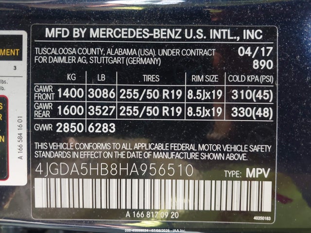 Продажа на аукционе авто 2017 Mercedes-benz Gle 350 4matic, vin: 4JGDA5HB8HA956510, номер лота: 45558024